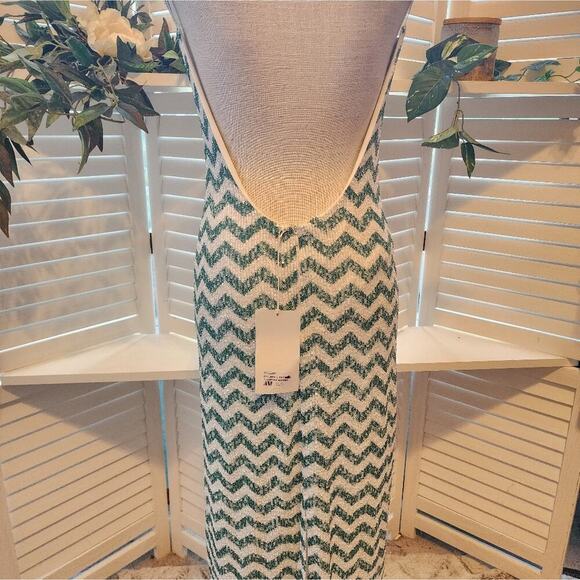 KASIA NEW GREEN WHITE SEQUIN DRESS SIZE SMALL RETAIL $225 - Picture 5 of 8